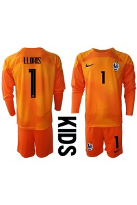 Fotbalové Dres Francie Hugo Lloris #1 Brankářské Dětské Domácí Oblečení MS 2022 Dlouhý Rukáv (+ trenýrky)